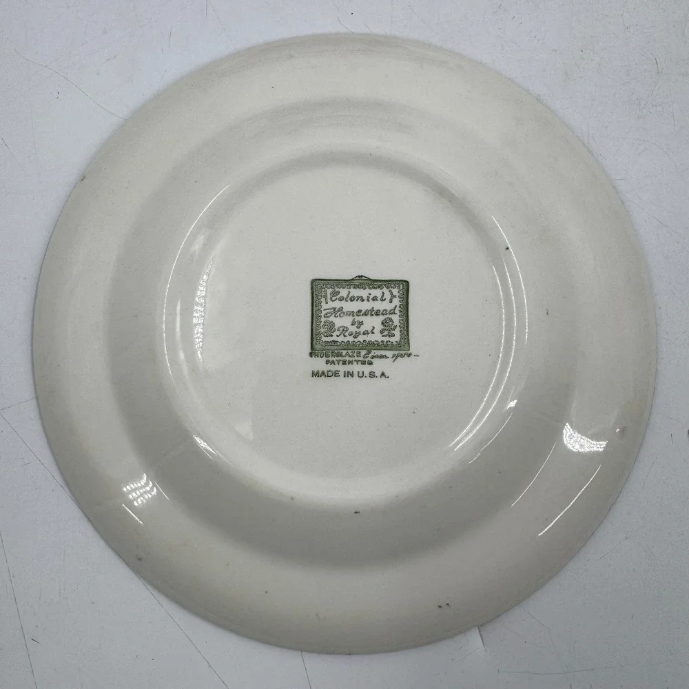Vintage Colonial Homestead Green by‎ Royal (USA) Luncheon Plate 9 1/8